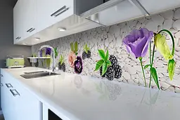 Кухонний фартух Ягоди та Квіти для кухні наклейка ожина троянди Абстракція Сірий 65х250 см Happy Pocket Z180476 - мініатюра 5