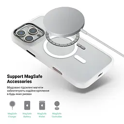 Чехол Apple iPhone 16 Pro, Unit MagSafe, белый, прозрачный, магсейф, ударопрочный, магнитный, панель-накладка с поддержкой MagSafe, с поддержкой беспроводной зарядки, TPU+PC, защита всего корпуса, ударопрочный, ArmorStandart (ARM78712) - мініатюра 4