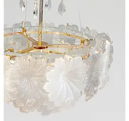Золота підвісна LED-люстра Artlight 813/500GD з матовим скляним листям, 93 Вт, від 10-18 м² - мініатюра 7