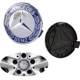 Ковпачки заглушки на литі диски Mercedes 75 / 70 мм Колосок Сині 1 шт (А1714000025)