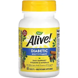 Діабетичні мультивітаміни Nature's Way Alive! Diabetic Multivitamin 60 таблеток - мініатюра 2