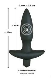 Чорна анальна пробка Black Velvet Vibrating Plug Small з вібрацією - мініатюра 5