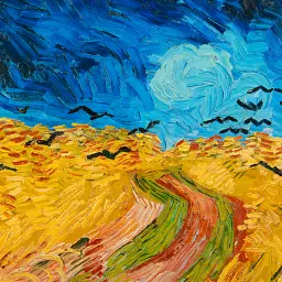 Інтер'єрна картина Пшеничне поле з круками, Вінсент ван Гог, Vincent van Gogh, Wheatfield, інтер'єрний декор, 29×60 см (id6659) - мініатюра 4
