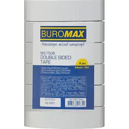 Скотч Buromax двосторонній на тканинній основі 24 мм х 10 м, білий (BM.7506) - мініатюра 2