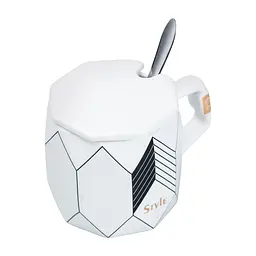 Чашка керамічна Happy Life Style з кришкою та ложкою біла 350 мл HP7207W - мініатюра 3