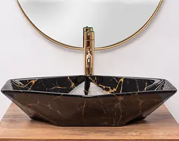 Умивальник Rea Vegas black marble shiny накладний чорний REA-U5603, Чорний - мініатюра 4