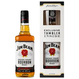 Виски Jim Beam White Straight Bourbon, + стакан, 40 %, 0,7 л (852814)