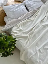 Покривало Zeintex Wheat бавовняне молочного кольору - мініатюра 4