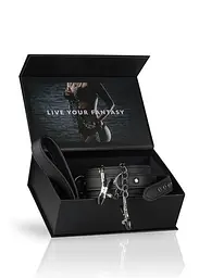 Нашийник EasyToys Leather Collar With Nipple Chains (чорний) - мініатюра 7