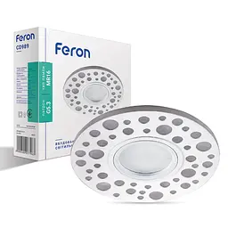 Вбудований світильник Feron CD989 під лампу з RGB підсвіткою матовий білий