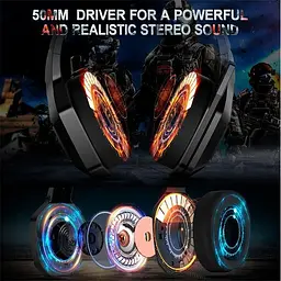 Ігрові навушники Onikuma K10 Gaming with LED з підсвіткою чорні - мініатюра 10