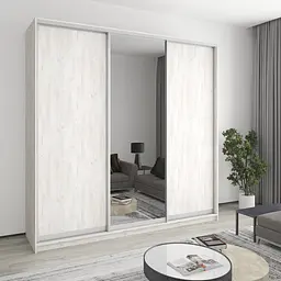 Шафа-купе тридверна MebelStar Уні AL 2ДСП/Дзеркало 240x45x240 см Аляска сірий (MBS-1970)