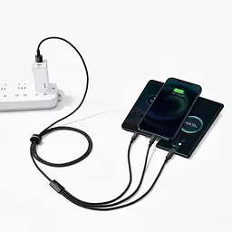 Кабель Baseus Tungsten Gold One-for-three Fast Charging Data 3-in-1 (Micro USB+Lightning+Type-C) 3.5 black (CAMLTWJ-01) - мініатюра 3