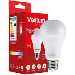 Світлодіодна лампа Vestum A70 18W 6500K 220V E27 1-VS-1113