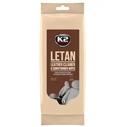 Серветки вологі для очищення шкіряної оббивки K2 Letan Wipes 20х18 см (K210) 24 шт