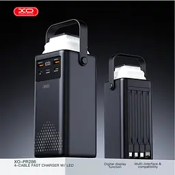 Батарея універсальна XO 50000 мА·год, PD/20 Вт, QC/22.5 Вт, Lamp, чорна (XO-PR286-BK) - мініатюра 4