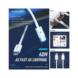 Дата кабель USB-C to USB-C 1.0m PD-B83a 60W Proda (PD-B83a-WHT) - мініатюра 4