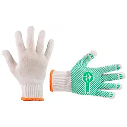 Рукавички робочі захисні Intertool 60/40 із крапкою 90г білі 10"