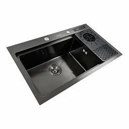 Кухонна мийка чорна PVD 78x46 Platinum Handmade, Чорний - мініатюра 5