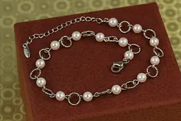 Браслет Xuping Jewelry на ногу з перлинами 29 см сріблястий