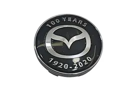 Ковпак колеса Mazda чорний (ювілейний) 60 мм пластик метал 1 шт (ковпачок диска) - мініатюра 3