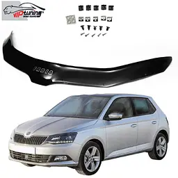 Дефлектор капоту мухобійка Skoda Fabia (NJ) 2014- Євро Кріплення (Vip Tuning)