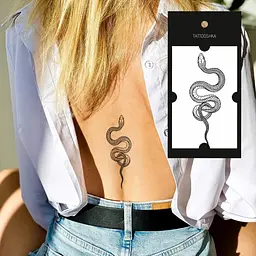 Тату тимчасове Змія Tattooshka L-5 10 см Чорний shop (5805800012759) - мініатюра 4