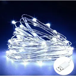 Світлодіодна гірлянда нитка OK Led крапля роси 20м 200led від USB від павербанка білий White юсб