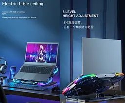 Охолоджувальна підставка для ноутбука 17 дюймів Ice Coorel Q-5 4xfans+Aluminum plate RGB LCD - мініатюра 7