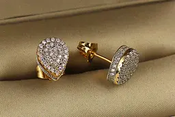 Сережки гвоздики Xuping Jewelry об'ємна крапля з родієм 1,2 см золотисті - мініатюра 2