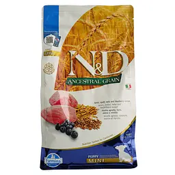 Сухий корм для цуценят малих порід Farmina N&D Low Grain Dog Lamb&Blueberry Puppy Mini, ягня та чорниця, 800 г