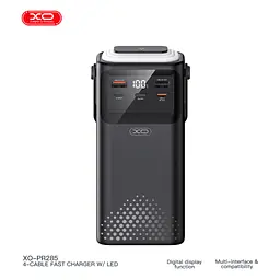 Батарея універсальна XO 30000mAh, PD/20W, QC/22,5W, Lamp, black (XO-PR285) - мініатюра 3