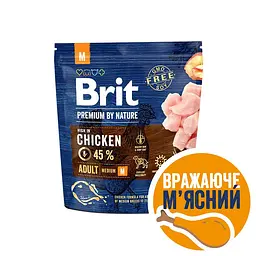 Сухий корм Brit Premium Dog Adult M Брит для дорослих собак середніх порід, з куркою, 1 кг (170815/526345)