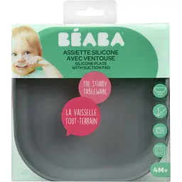 Силіконова тарілка на присосці Beaba Silicone Suction Plate, сіра (913550) - мініатюра 3