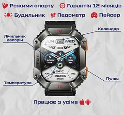 Розумний смарт годинник Smart Racer K+ з компасом (Чорний) - мініатюра 10