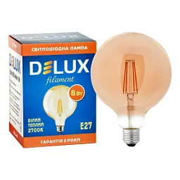 Лампочка Delux Globe G125 8Вт E27 2700К amber filament (90016726) - мініатюра 3