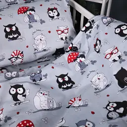 Простирадло MirSon Kids Time 17-0672 Silver Owlets бязь 150х200 см (2200010183900) - мініатюра 4