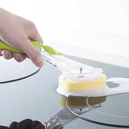 Щітка для миття посуду Rise-UP AUTOMATIC LIQUID CLEANING BRUSH із дозатором та насадками багатофункціональна, Kitchen Master Зелений 85889 - мініатюра 5
