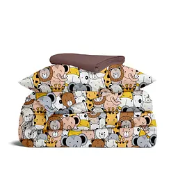 Дитяча постільна білизна в ліжечко SAFARI ANIMALS CS4, коричневий (AnimalsCinemaBrownGrey_100Chocolate_140)