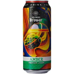 Пиво Volynski Browar Amber, світле, нефільтроване, 4,4%, з/б, 0,5 л - мініатюра 2