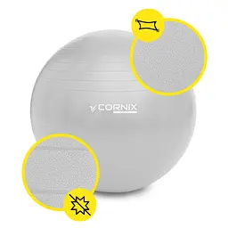 М'яч для фітнесу (фітбол) Cornix 65 см Anti-Burst Silver XR-0362 - мініатюра 8