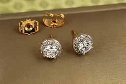 Сережки гвоздики Xuping Jewelry ореол з родієм 8 мм золотисті