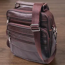 Практична чоловіча сумка шкіряна 21274 Vintage коричнева - мініатюра 1