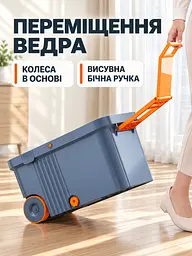 Набір для прибирання швабра з телескопічною ручкою та відро з автоматичним віджимом 10 л для підлоги сіро-помаранчевий (37261164) - мініатюра 7