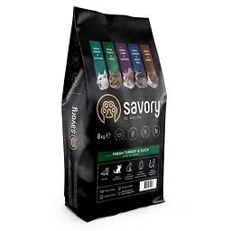 Сухий корм Savory Сейворі для котів гурманів, зі свіжою індичкою та качкою, 8 кг (арт.30068)