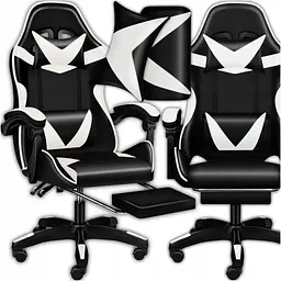 Крісло геймерське PLAYER з підставкою для ніг White/Black