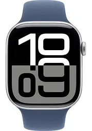 Apple Watch Series 10 GPS 46mm Silver Aluminum Case with Denim Sport Band S/M MWWL3