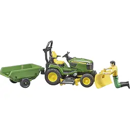 Іграшкова машинка Bruder Садовий трактор John Deere з причепом та фігуркою садівника 1:16 (62104) - мініатюра 3