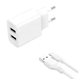 Адаптер мережний XO Lightning Cable Dual USB Charger L109 |2USB, 2.4A|