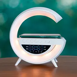 Нічник 3в1 BT-3401 з Bluetooth-колонкою і бездротовою зарядкою, світильник з годинником для телефону